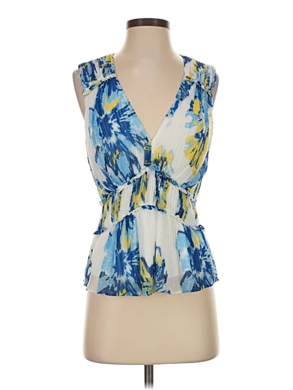 Ramy Brook Blue, Yellow & White Floral Peplum Camisole
